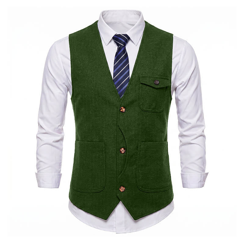 Gilet da uomo americano vintage a spina di pesce, antipiega. - image 32