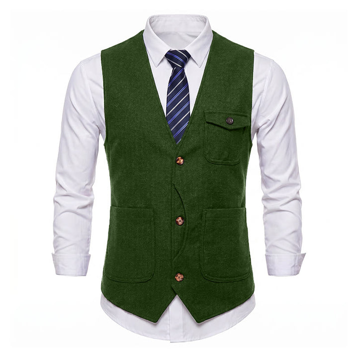 Gilet da uomo americano vintage a spina di pesce, antipiega. - image 32