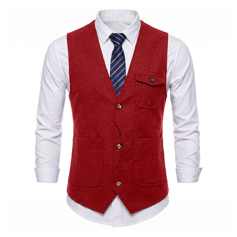Gilet da uomo americano vintage a spina di pesce, antipiega. - image 29