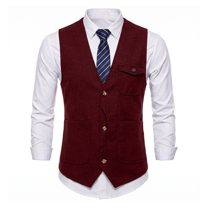 Gilet da uomo americano vintage a spina di pesce, antipiega. - image 25