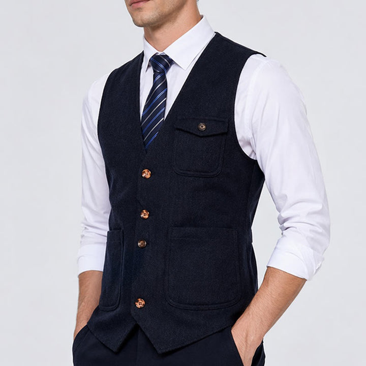 Gilet da uomo americano vintage a spina di pesce, antipiega. - image 2
