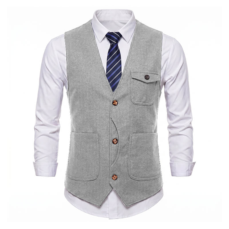 Gilet da uomo americano vintage a spina di pesce, antipiega. - image 28