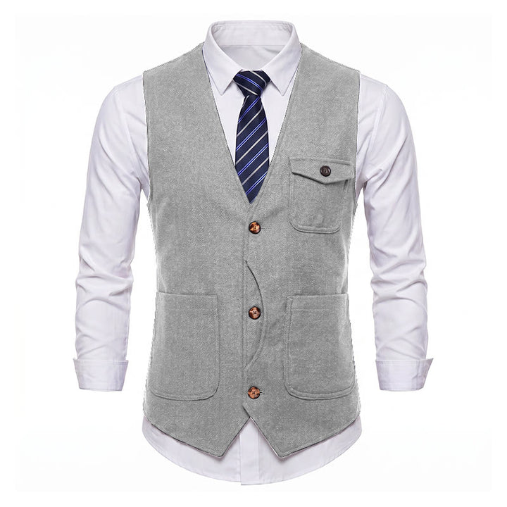Gilet da uomo americano vintage a spina di pesce, antipiega. - image 28