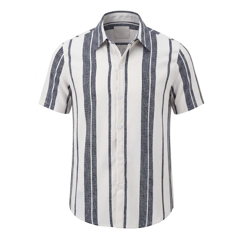 Camicia a righe in lino per l'estate, casual, da spiaggia, in stile resort tropicale. - image 9