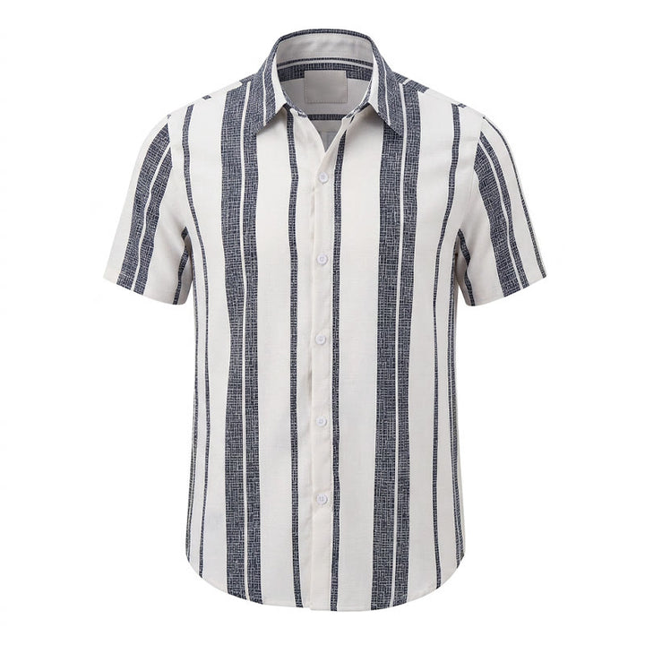 Camicia a righe in lino per l'estate, casual, da spiaggia, in stile resort tropicale. - image 9