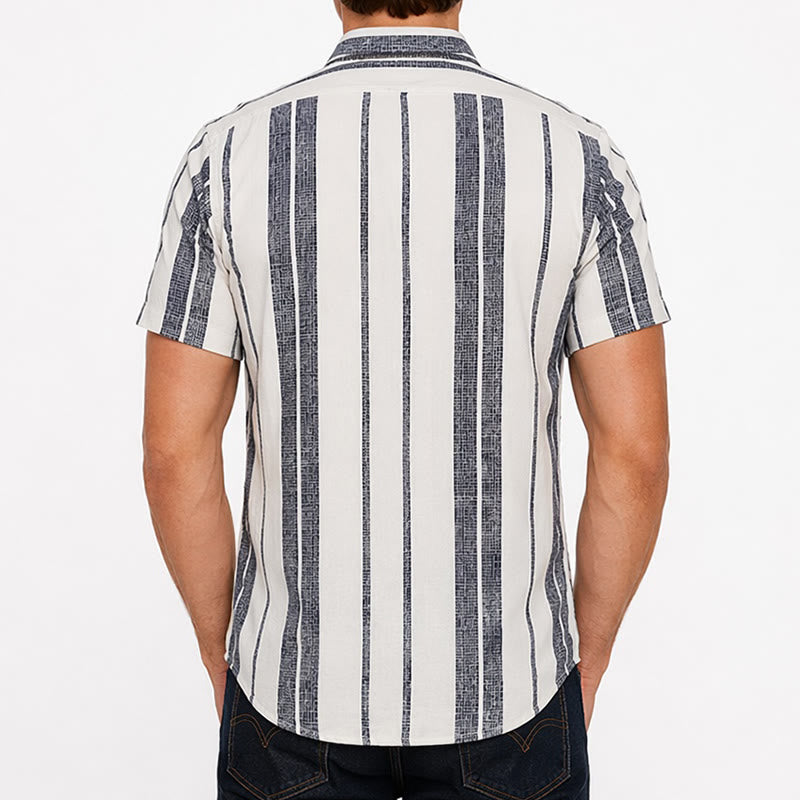 Camicia a righe in lino per l'estate, casual, da spiaggia, in stile resort tropicale. - image 2