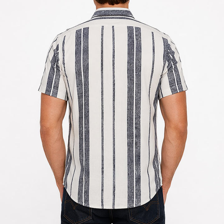 Camicia a righe in lino per l'estate, casual, da spiaggia, in stile resort tropicale. - image 2