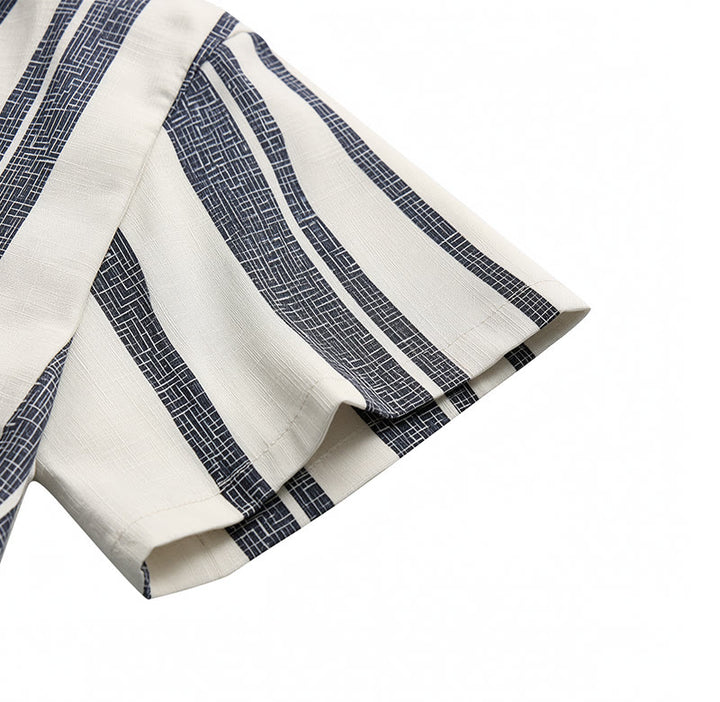Camicia a righe in lino per l'estate, casual, da spiaggia, in stile resort tropicale. - image 8