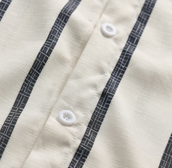 Camicia a righe in lino per l'estate, casual, da spiaggia, in stile resort tropicale. - image 5