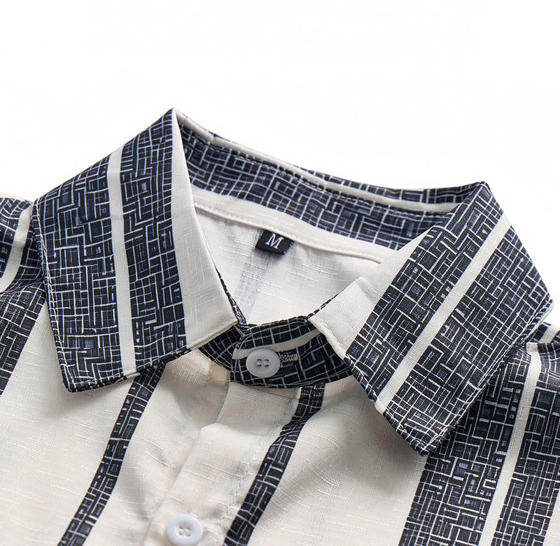 Camicia a righe in lino per l'estate, casual, da spiaggia, in stile resort tropicale. - image 4