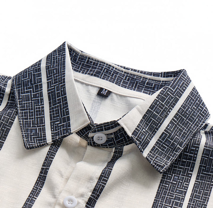 Camicia a righe in lino per l'estate, casual, da spiaggia, in stile resort tropicale. - image 4
