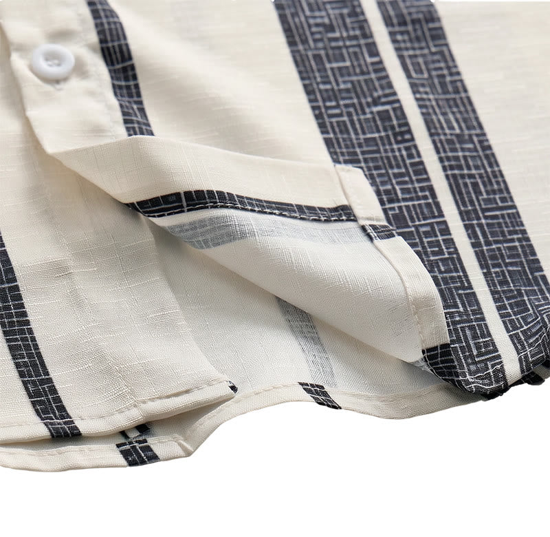 Camicia a righe in lino per l'estate, casual, da spiaggia, in stile resort tropicale. - image 7