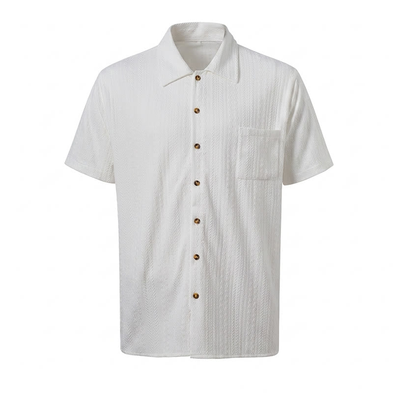 Camicia bianca testurizzata in tessuto jacquard, ideale per il tempo libero. - image 10