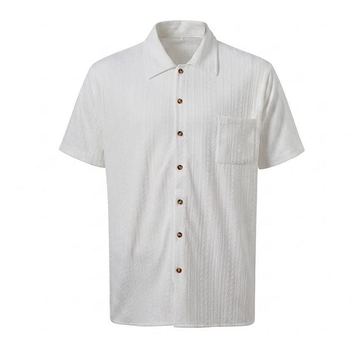 Camicia bianca testurizzata in tessuto jacquard, ideale per il tempo libero. - image 10