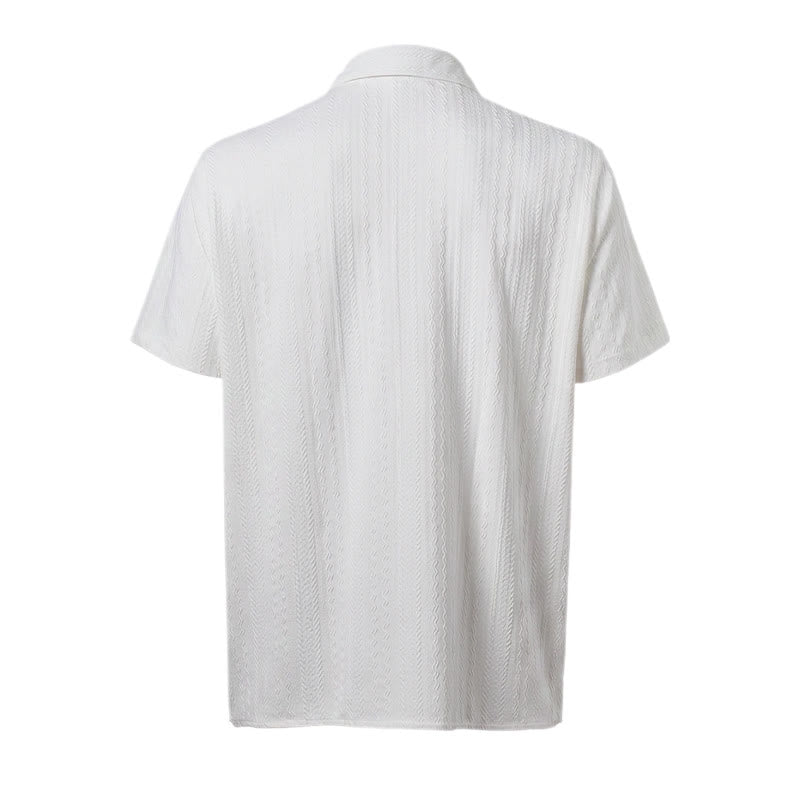 Camicia bianca testurizzata in tessuto jacquard, ideale per il tempo libero. - image 11