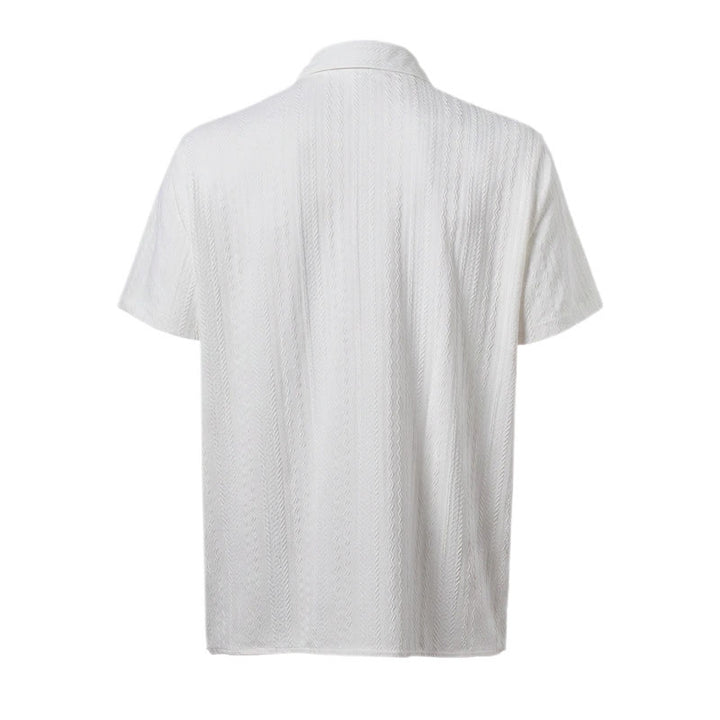 Camicia bianca testurizzata in tessuto jacquard, ideale per il tempo libero. - image 11