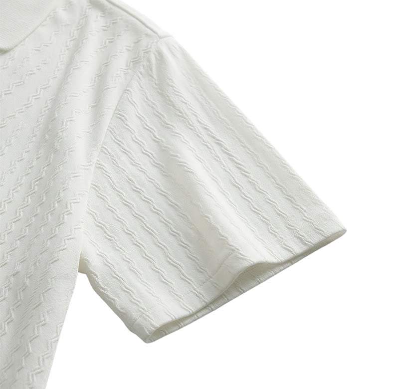Camicia bianca testurizzata in tessuto jacquard, ideale per il tempo libero. - image 9