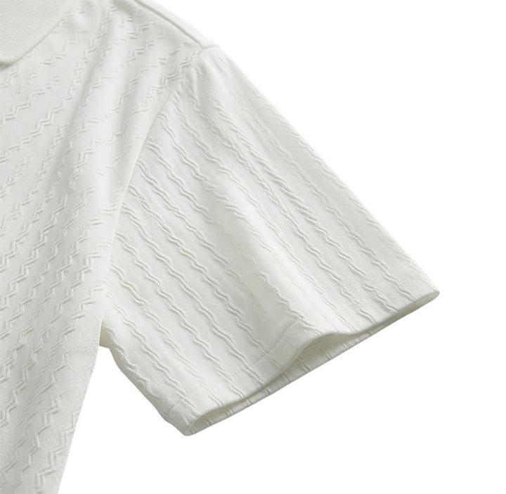 Camicia bianca testurizzata in tessuto jacquard, ideale per il tempo libero. - image 9