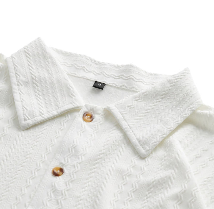Camicia bianca testurizzata in tessuto jacquard, ideale per il tempo libero. - image 4