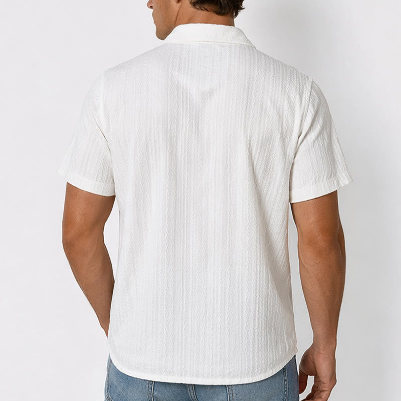 Camicia bianca testurizzata in tessuto jacquard, ideale per il tempo libero. - image 2