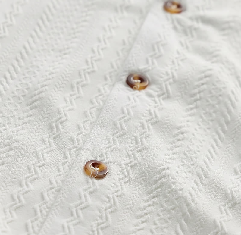 Camicia bianca testurizzata in tessuto jacquard, ideale per il tempo libero. - image 5