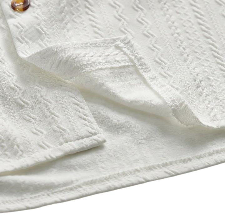 Camicia bianca testurizzata in tessuto jacquard, ideale per il tempo libero. - image 8