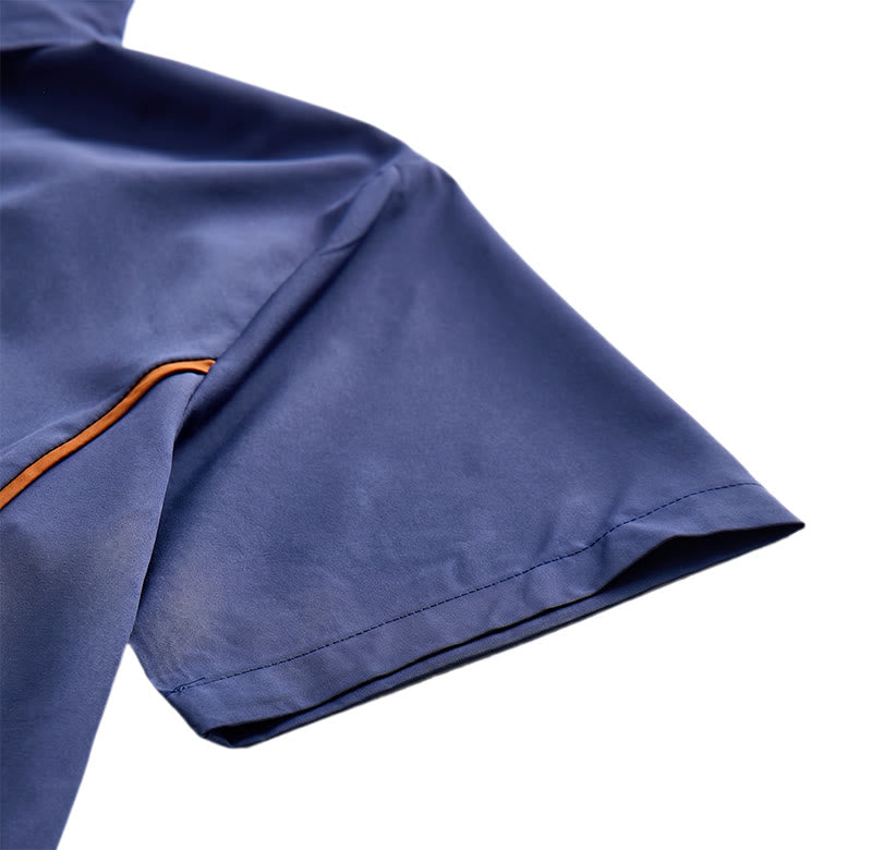 Camicia da uomo alla moda in cotone bicolore con profili a contrasto - image 11