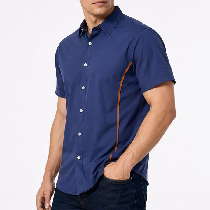 Camicia da uomo alla moda in cotone bicolore con profili a contrasto - image 3