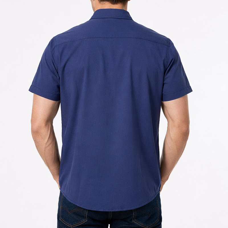 Camicia da uomo alla moda in cotone bicolore con profili a contrasto - image 2