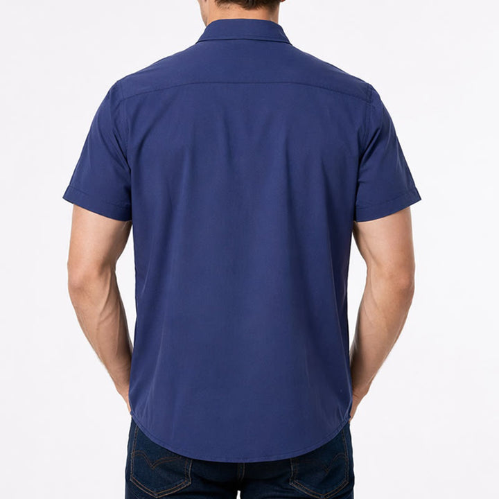 Camicia da uomo alla moda in cotone bicolore con profili a contrasto - image 2