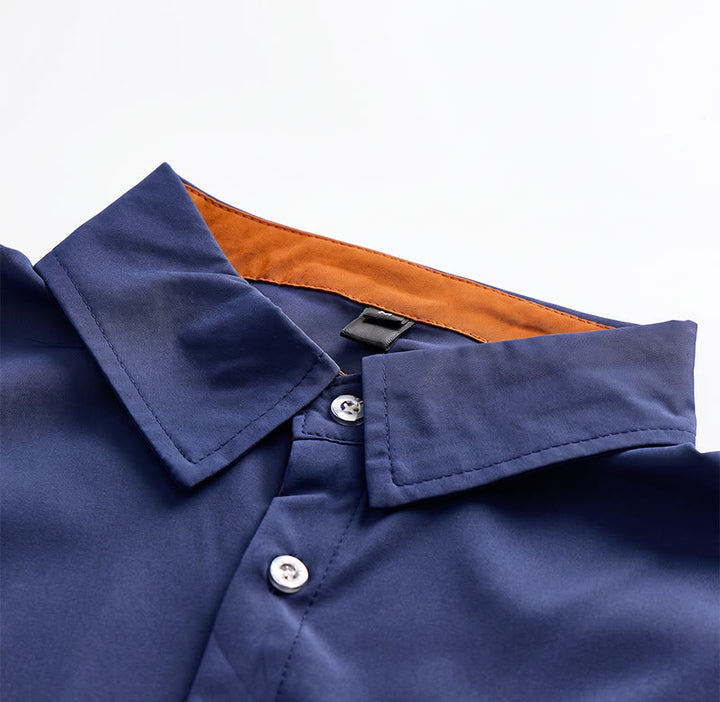 Camicia da uomo alla moda in cotone bicolore con profili a contrasto - image 7