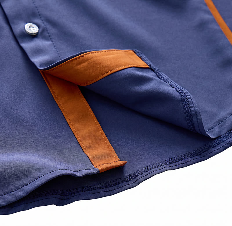 Camicia da uomo alla moda in cotone bicolore con profili a contrasto - image 10