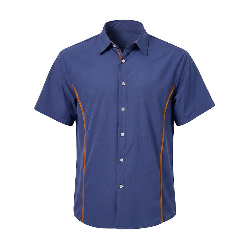 Camicia da uomo alla moda in cotone bicolore con profili a contrasto - image 12