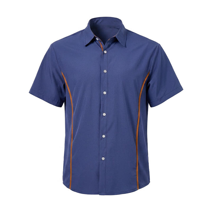 Camicia da uomo alla moda in cotone bicolore con profili a contrasto - image 12