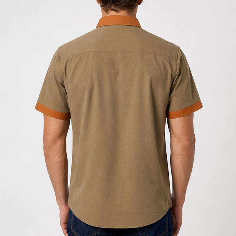 Camicia da uomo estiva stile bodybuilder con profili arancioni a contrasto - image 2