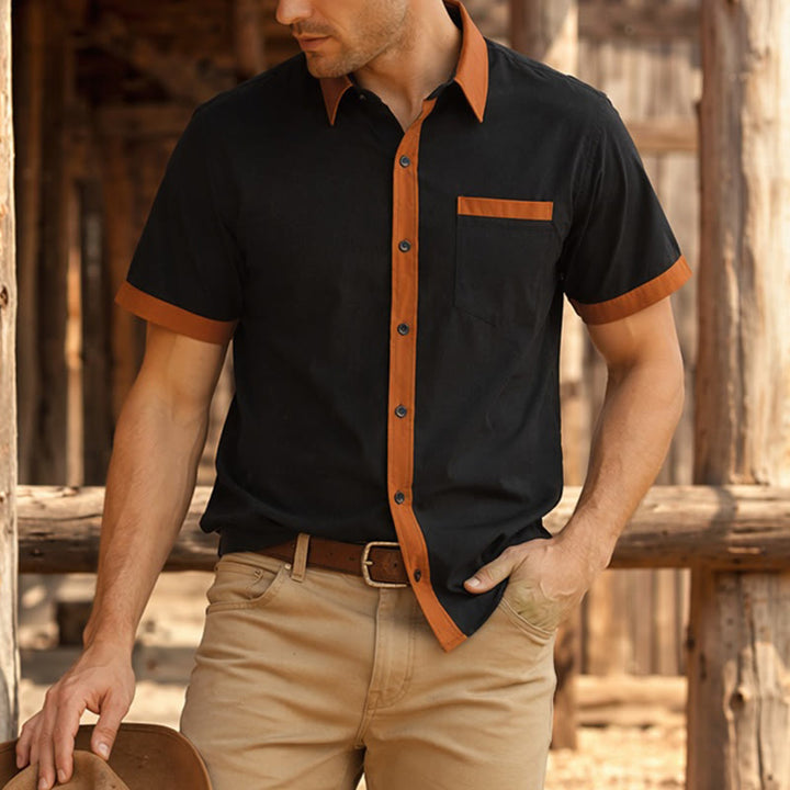 Camicia da uomo estiva stile bodybuilder con profili arancioni a contrasto - image 10