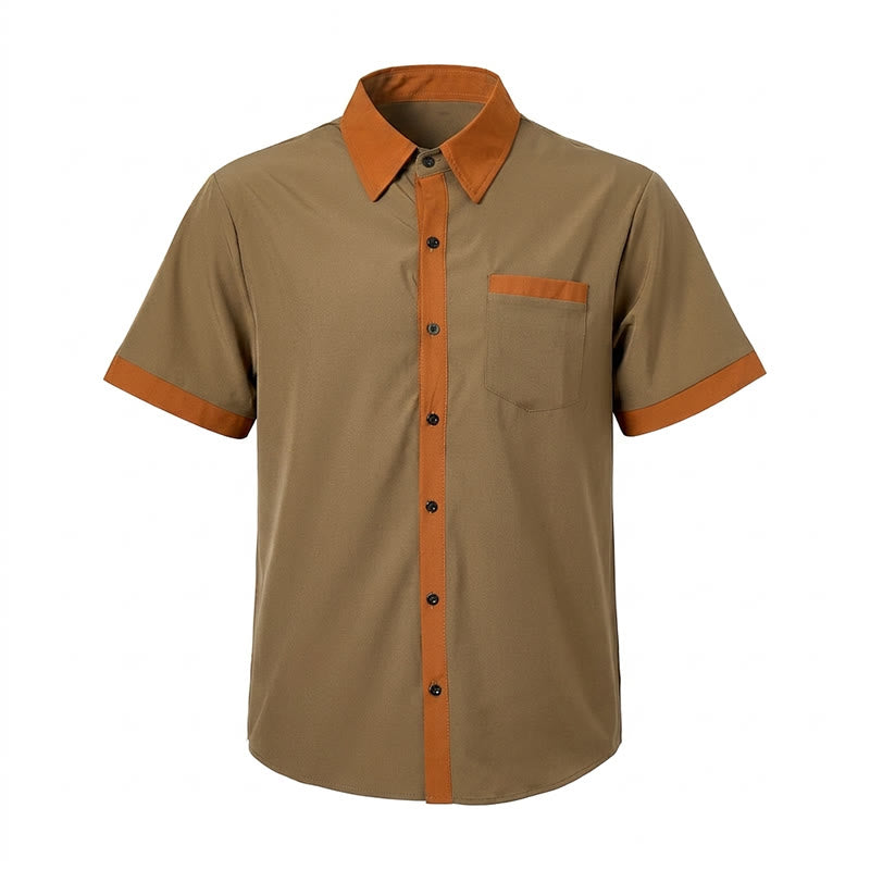 Camicia da uomo estiva stile bodybuilder con profili arancioni a contrasto - image 5