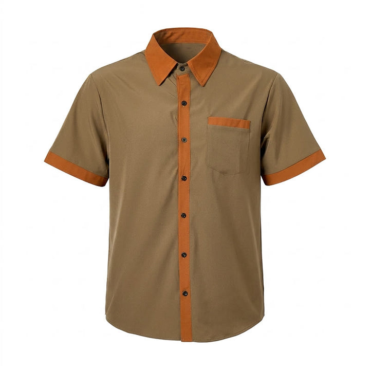 Camicia da uomo estiva stile bodybuilder con profili arancioni a contrasto - image 5