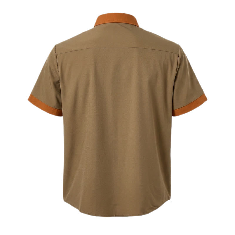 Camicia da uomo estiva stile bodybuilder con profili arancioni a contrasto - image 4