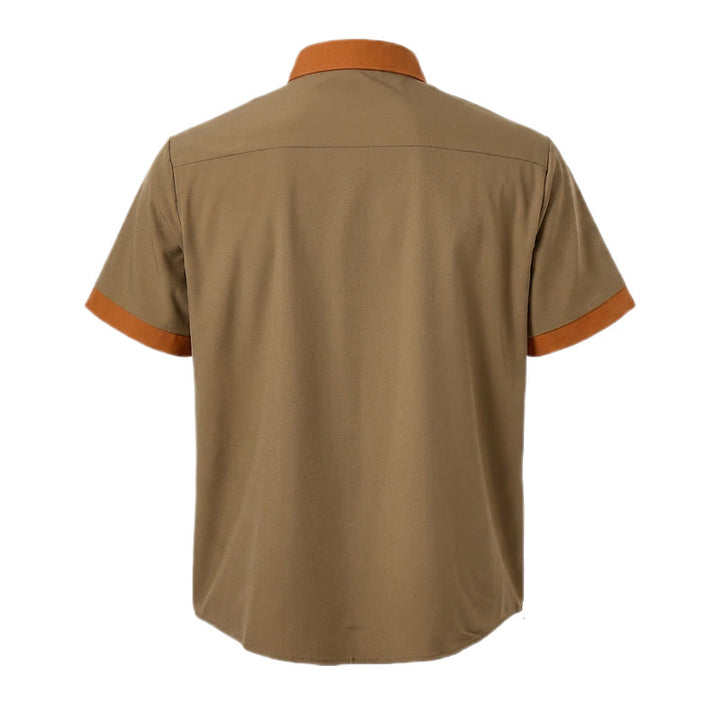 Camicia da uomo estiva stile bodybuilder con profili arancioni a contrasto - image 4