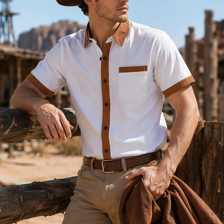 Camicia da uomo estiva stile bodybuilder con profili arancioni a contrasto - image 11
