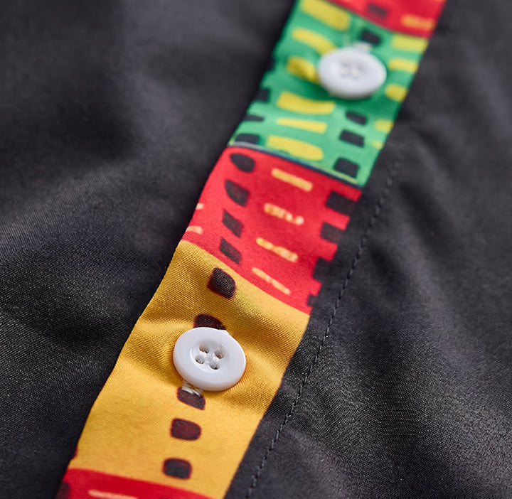 Camicia da uomo con stampa etnica e patchwork, ideale per festival. - image 11