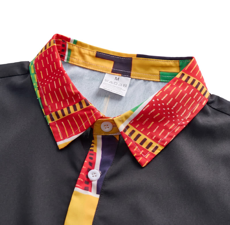 Camicia da uomo con stampa etnica e patchwork, ideale per festival. - image 9