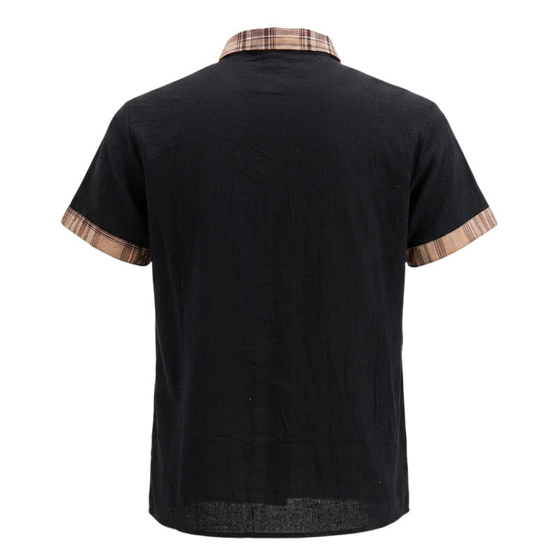 Camicia da uomo in cotone a quadri stile vintage con inserti patchwork. - image 15