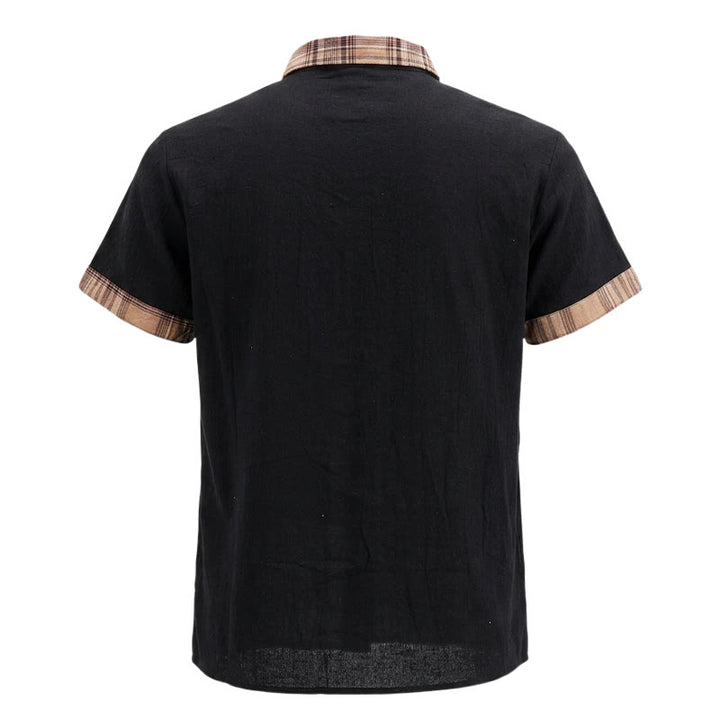 Camicia da uomo in cotone a quadri stile vintage con inserti patchwork. - image 15