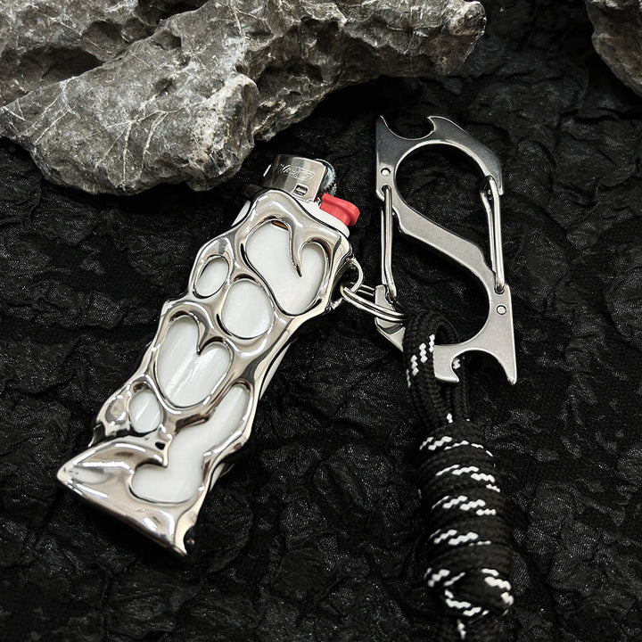 Custodia per accendino EDC con effetto fiamma cava e portachiavi - image 5