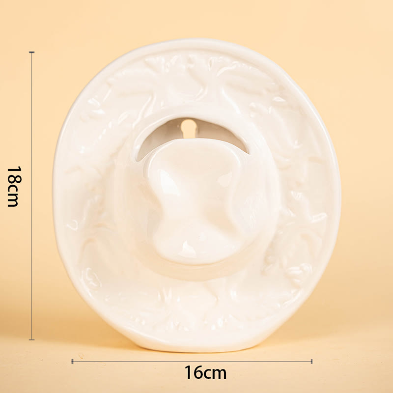 Vaso da parete in ceramica a forma di cappello da cowboy - image 3