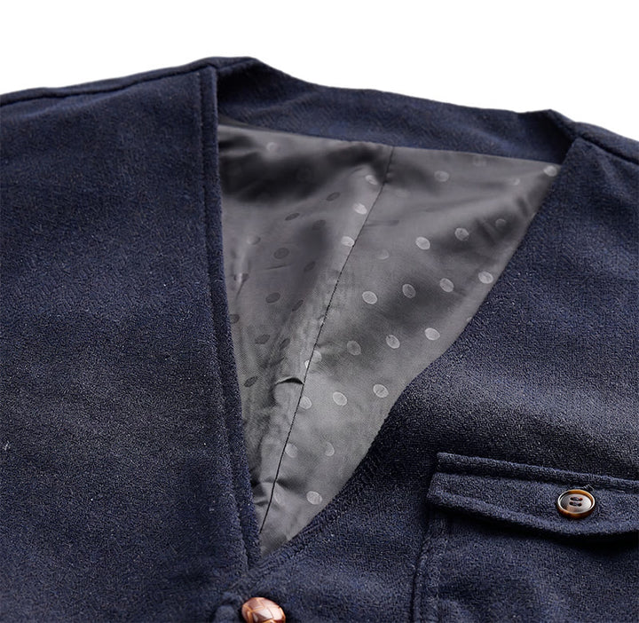 Gilet da uomo americano vintage a spina di pesce, antipiega. - image 18