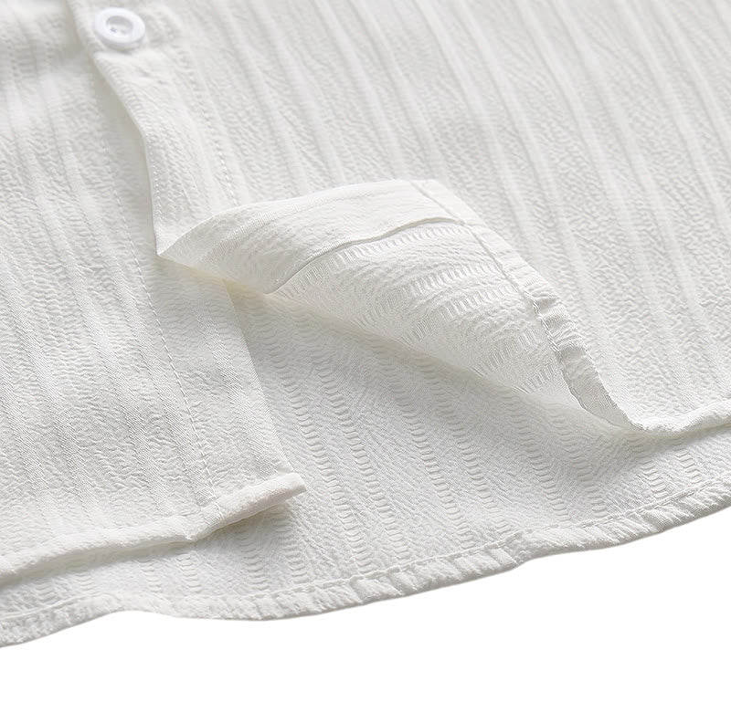 Camicia casual da uomo in jacquard a righe di cotone e lino - image 24
