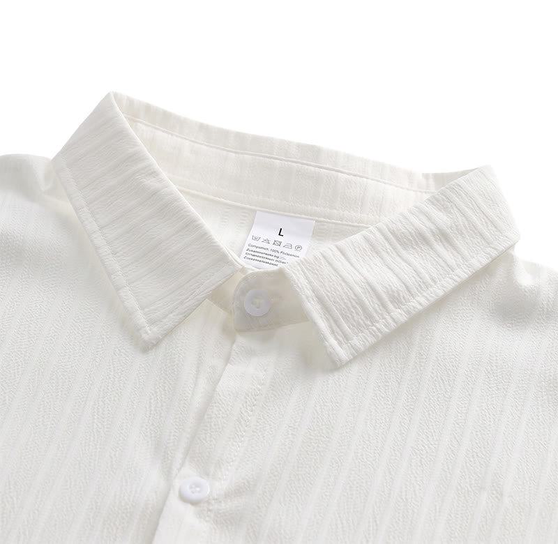 Camicia casual da uomo in jacquard a righe di cotone e lino - image 20